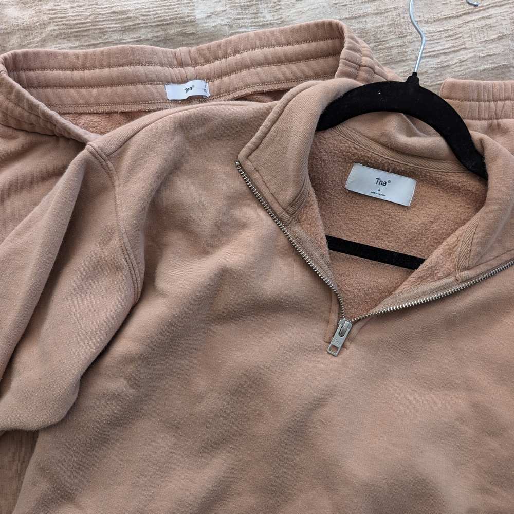 Tan Half-Zip Pullover and Pants Set